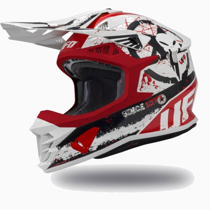 Kiiver MX/Enduro UFO Plast INTREPID HE134, valge/punane