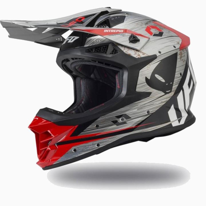 Kiiver MX/Enduro UFO Plast INTREPID HE132, hall/punane