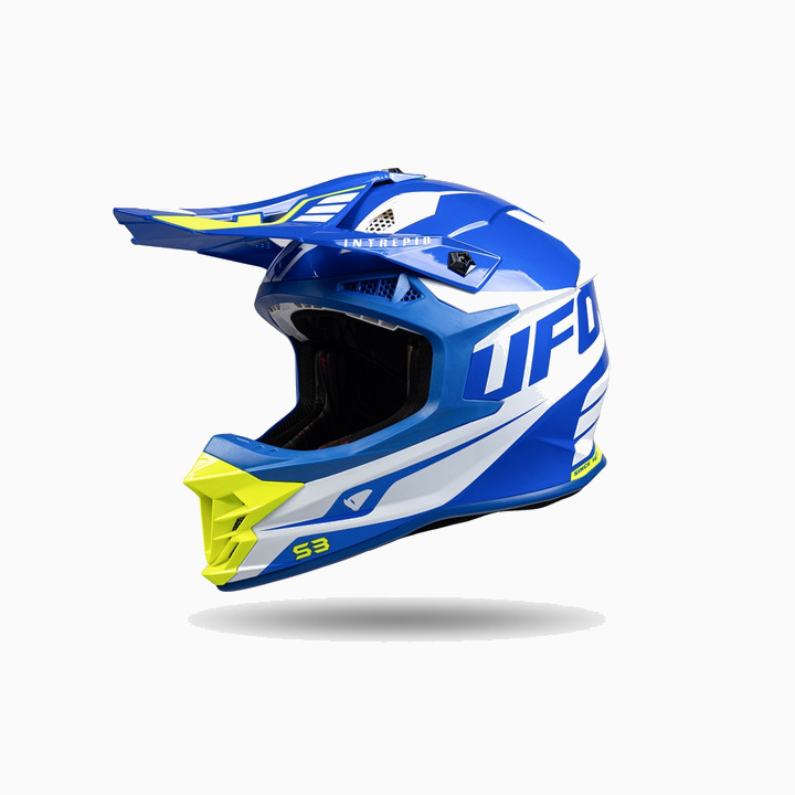 Kiiver MX/Enduro UFO Plast INTREPID TG HE157, sinine/valge/kollane