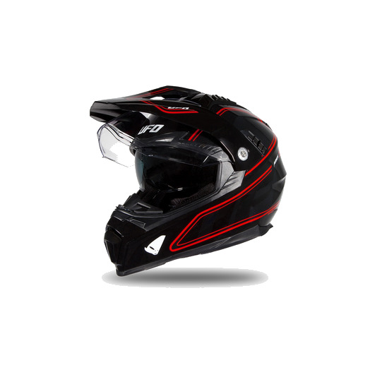 Kiiver MX/Enduro UFO Plast ARIES CROSSOVER HE182, must/punane